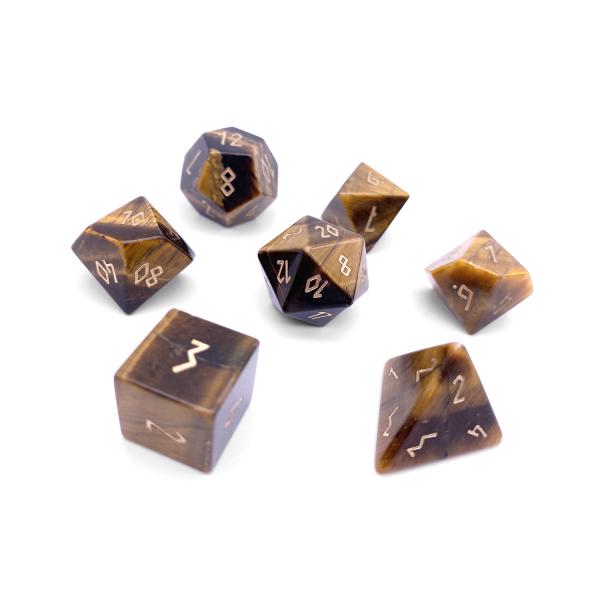 Tiger's Eye RPG Set Gemstone Dice picture