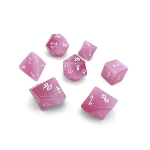 Pink Cat's Eye RPG Set Gemstone Dice picture