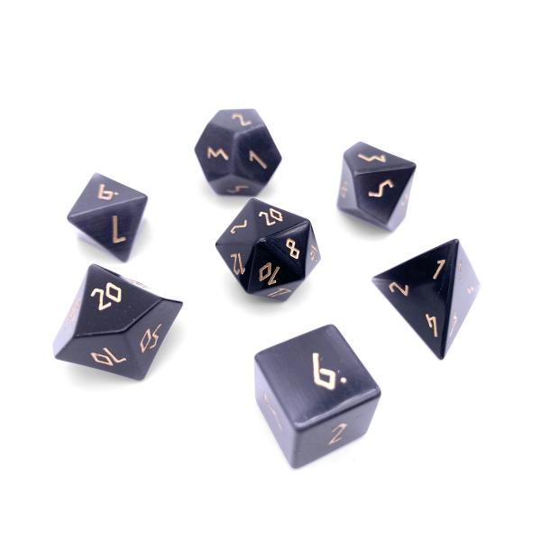 Ebony Cats Eye RPG Set Gemstone Dice picture