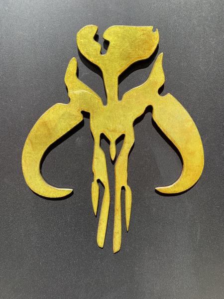 Star Wars Mandalorian Crest Metal Art, Small Yellow