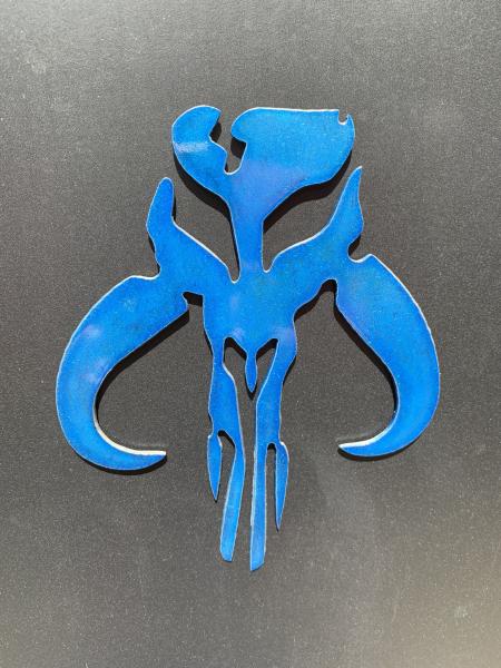 Star Wars Mandalorian Crest Metal Art, Small Blue