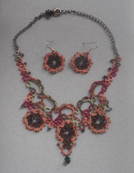 "Pumpkin Patch" Victorian style necklace/earring set picture