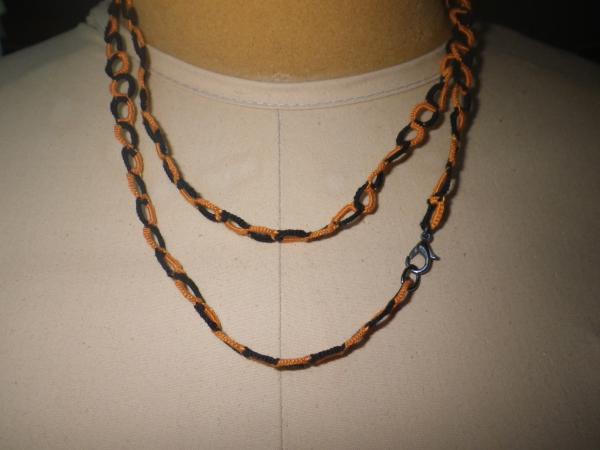 Orange and Black Opera length necklace