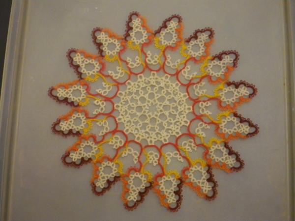 Fall color starburst doily picture