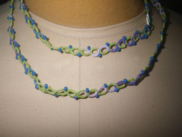 Lime green and Springtime variegated opera length necklace picture