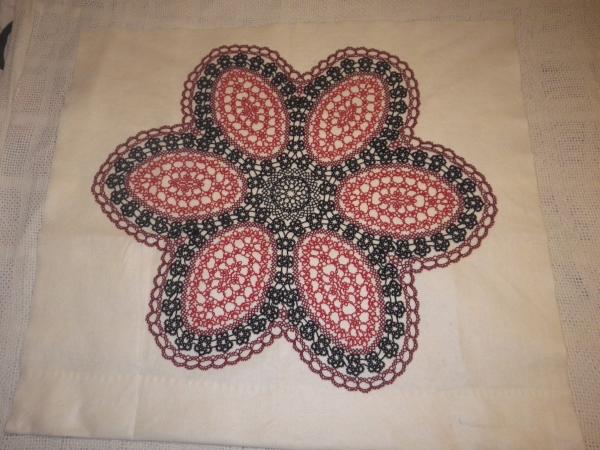 Red and Black centerpiece doily picture