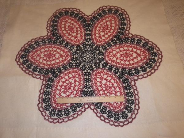 Red and Black centerpiece doily picture