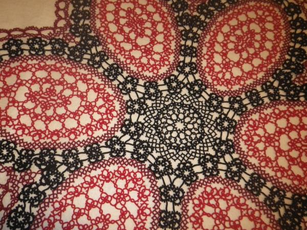 Red and Black centerpiece doily picture