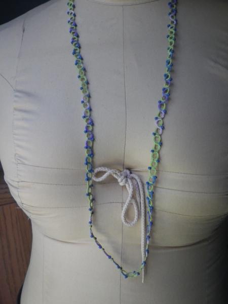 Lime green and Springtime variegated opera length necklace picture