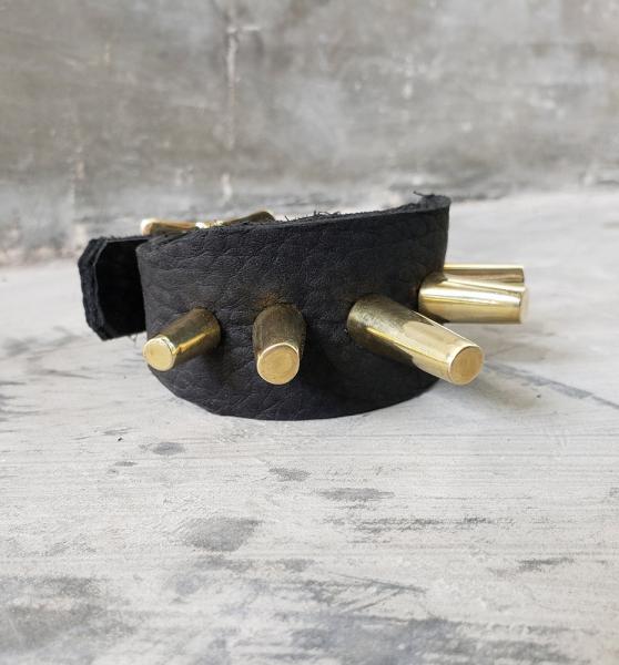 Cylinder Spike Space Age Leather Cuff