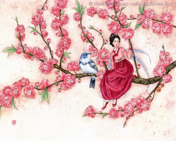 Peach Blossom fairy 8x10 print picture