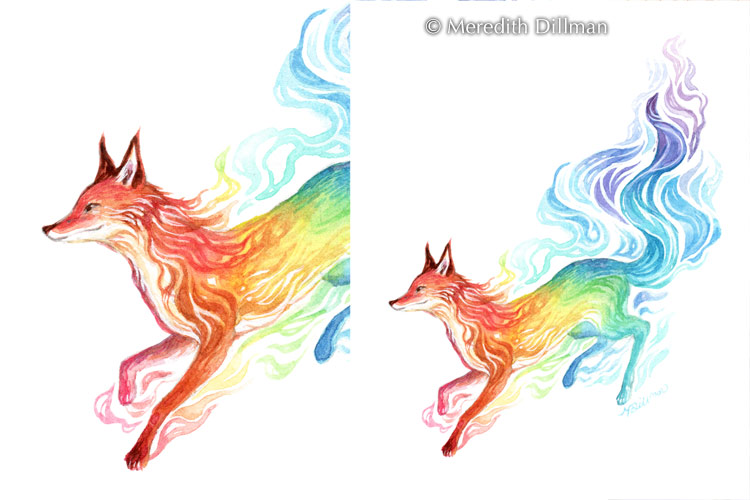 Rainbow Fox 8x10 print