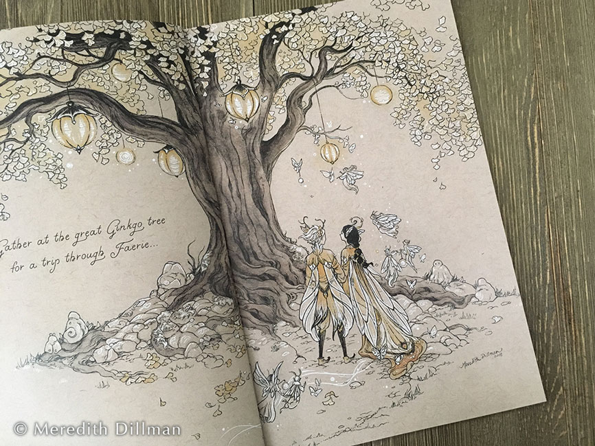 Inkwork: Led by Mothlight book - Fairy and fox ink drawings picture