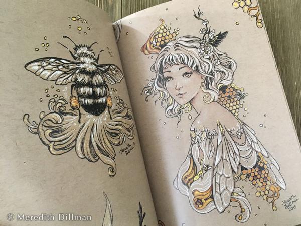 Inkwork: Led by Mothlight book - Fairy and fox ink drawings picture