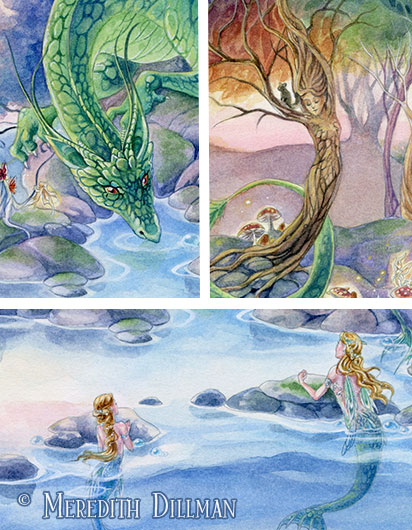 Dragon and Mermaids 8x10 print - Air and Sea picture