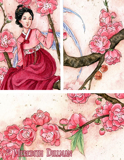 Peach Blossom fairy 8x10 print picture