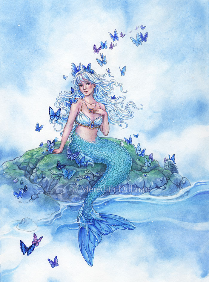 Blue Morpho Mermaid 8x10 print picture