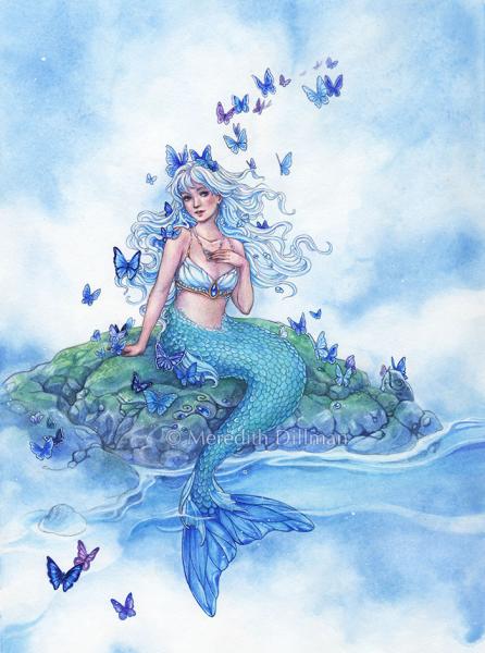 Blue Morpho Mermaid 8x10 print picture