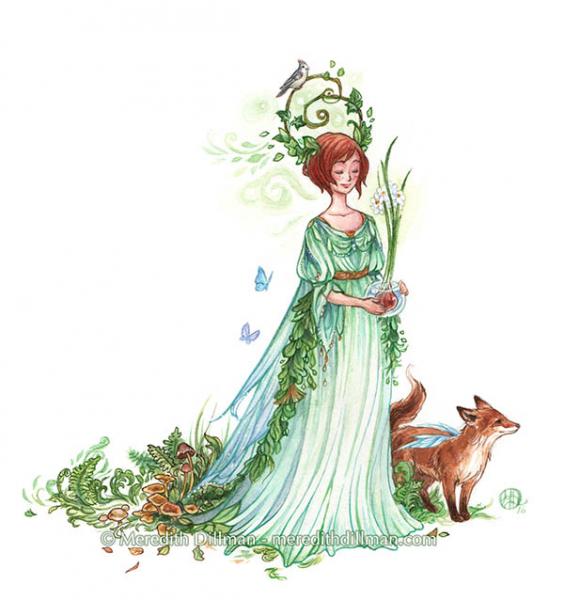 Fairy and Fox 5x7 print - Earth Witch picture