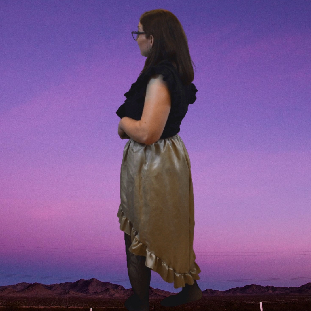 Cream satin hi-lo skirt picture