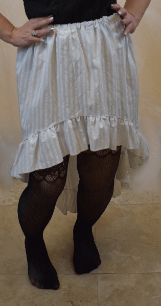 White Striped hi-lo ruffle skirt picture
