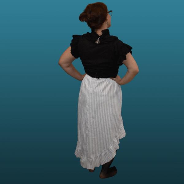 White Striped hi-lo ruffle skirt