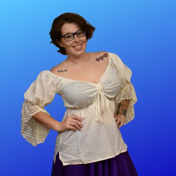 Renaissance Blouse - cotton with part lace sleeve picture