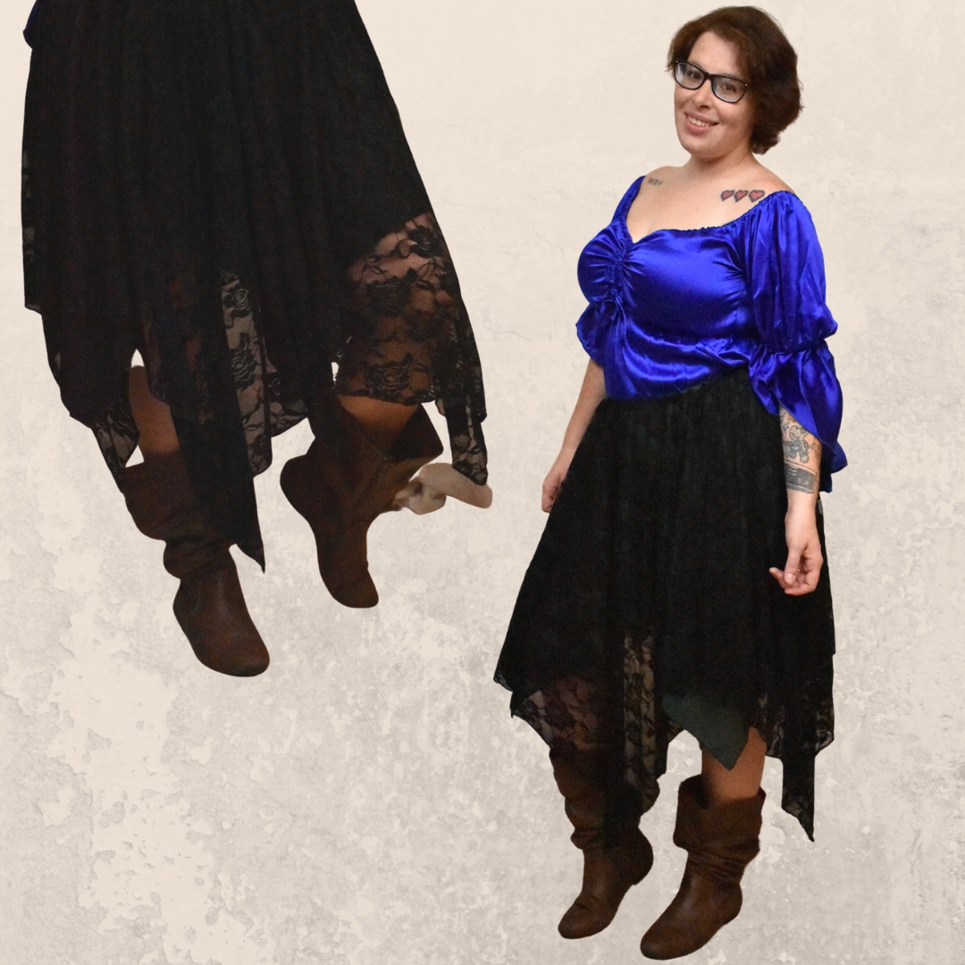 Gauze and lace reversible fairy hem skirt picture