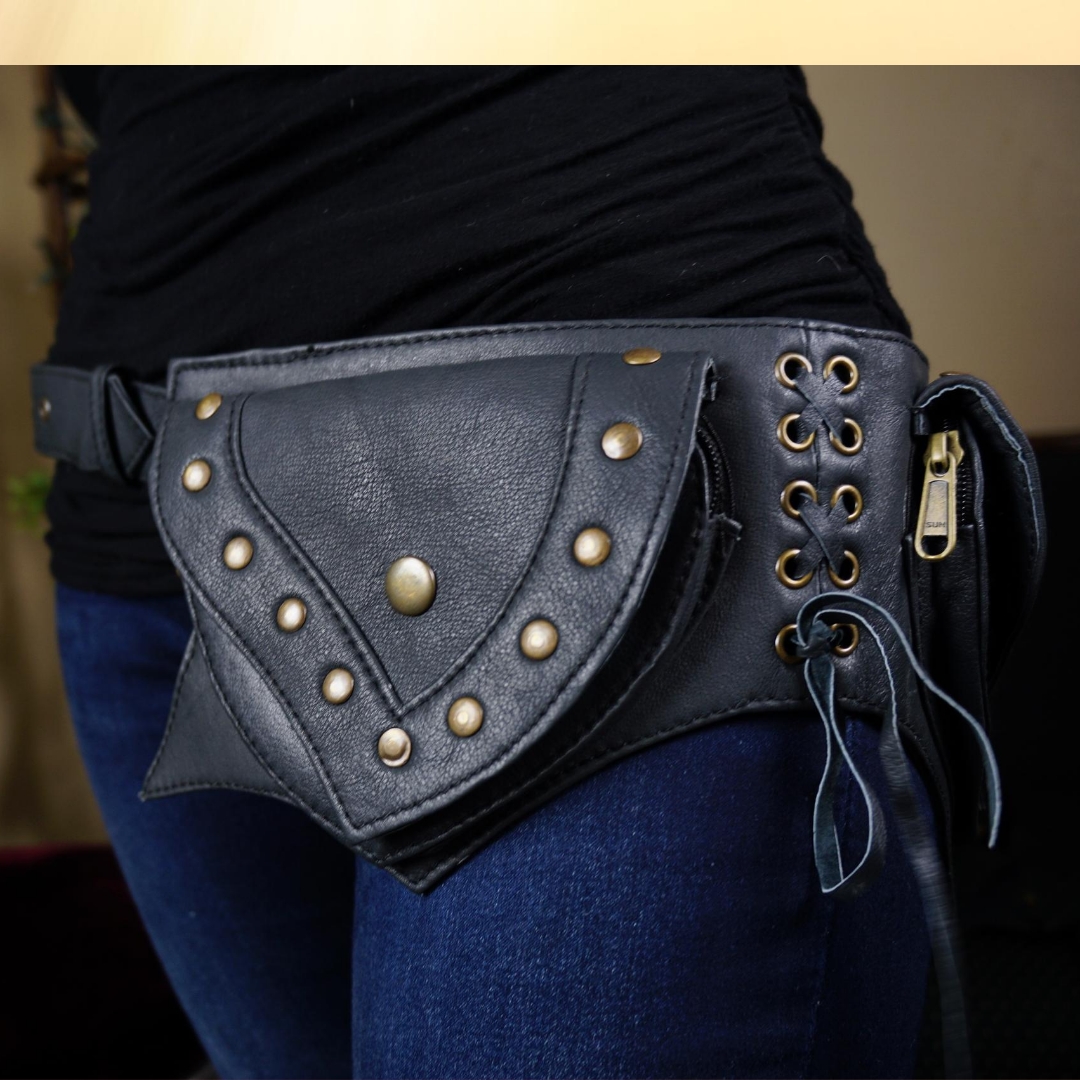 leather pouch belt double pocket style - Eventeny