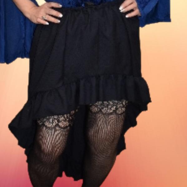 Black ruffled hi-lo skirt picture