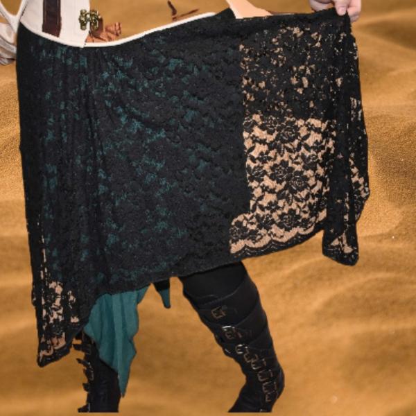 Stretch velvet and black lace reversible skirt picture