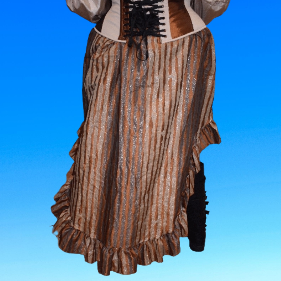 Copper metallic stripes hi-lo skirt picture