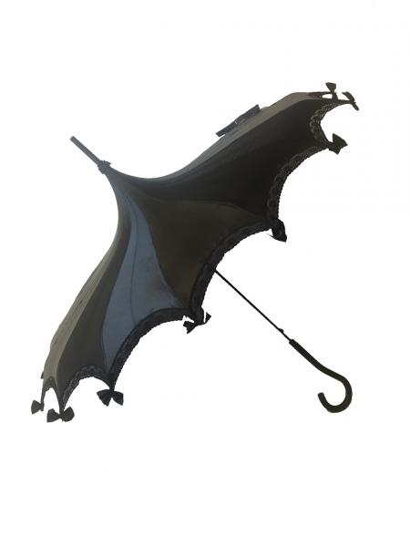 Black Satin Parasol/Umbrella