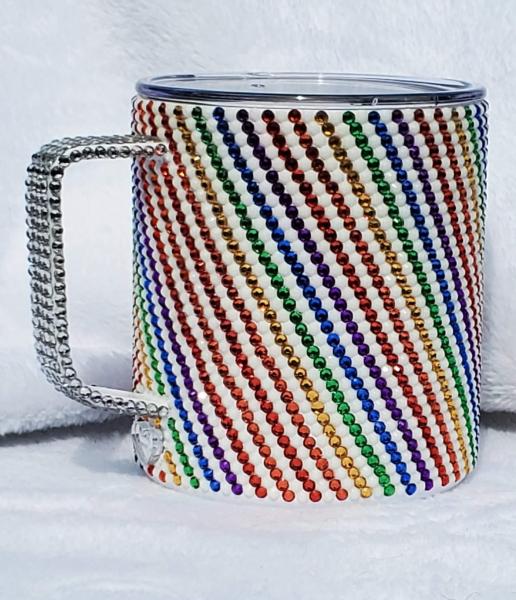 Rainbow Stainless Steel Bling Coffee Mug picture