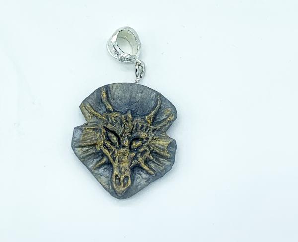Dragon Shield Pendant- Metallic silver