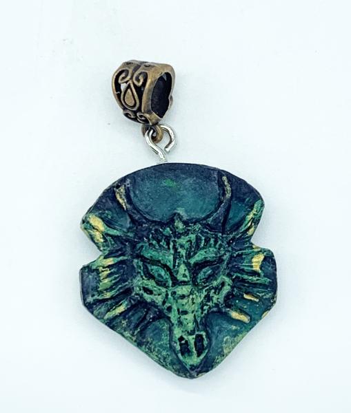 Dragon Shield Pendant- metallic Green