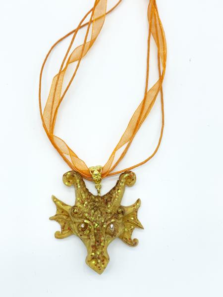 Dragon Pendant with chain (Golden Glitter)