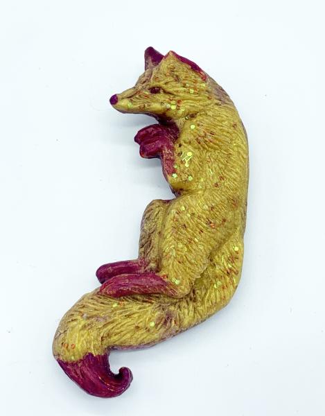 OOAK Fox Magnet- Gold Glitter