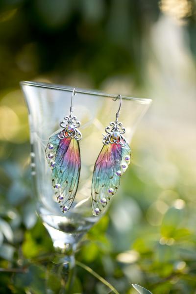 Sprite Fairy wing Earrings Silver