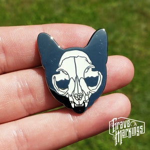 GLOW Cat Skull Pin picture