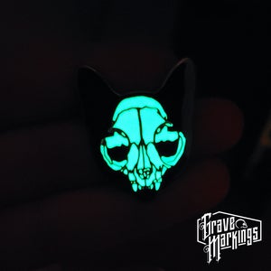 GLOW Cat Skull Pin picture