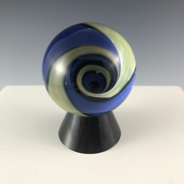 Vibrant Blue and Light Green Vortex Marble