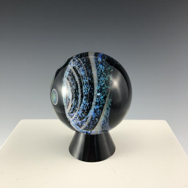 Black, White and Sparkly Blue Dichroic Vortex Marble picture