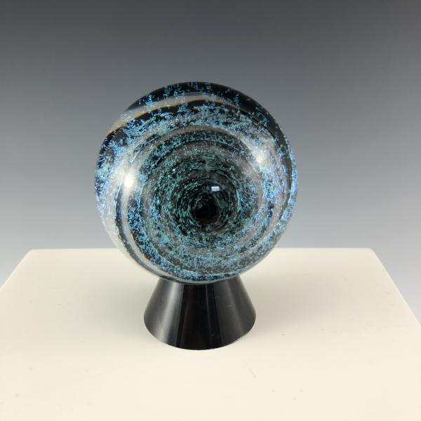 Black, White and Sparkly Blue Dichroic Vortex Marble picture