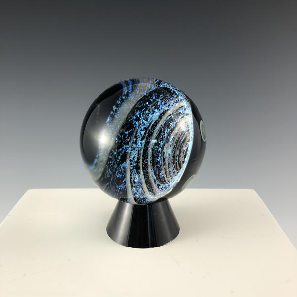 Black, White and Sparkly Blue Dichroic Vortex Marble picture