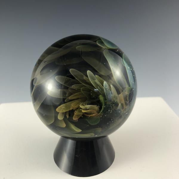 24K Gold and 99.9% Silver Fumed Implosion Vortex Marble With Black Light Reactive Glass picture