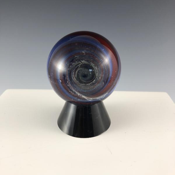 Red and Blue Vortex Marble with Silver Nebula
