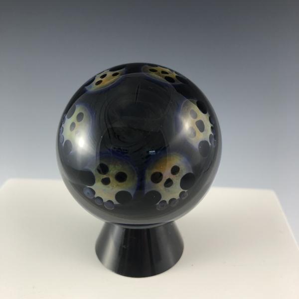 24K Gold and 99.9% Silver Fumed Implosion Vortex Marble with Skulls picture