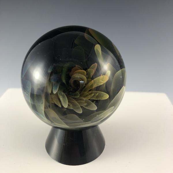 24K Gold and 99.9% Silver Fumed Implosion Vortex Marble With Black Light Reactive Glass picture