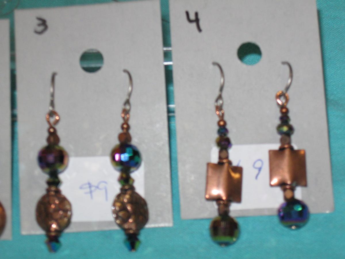 glass and copper earrings-1 picture